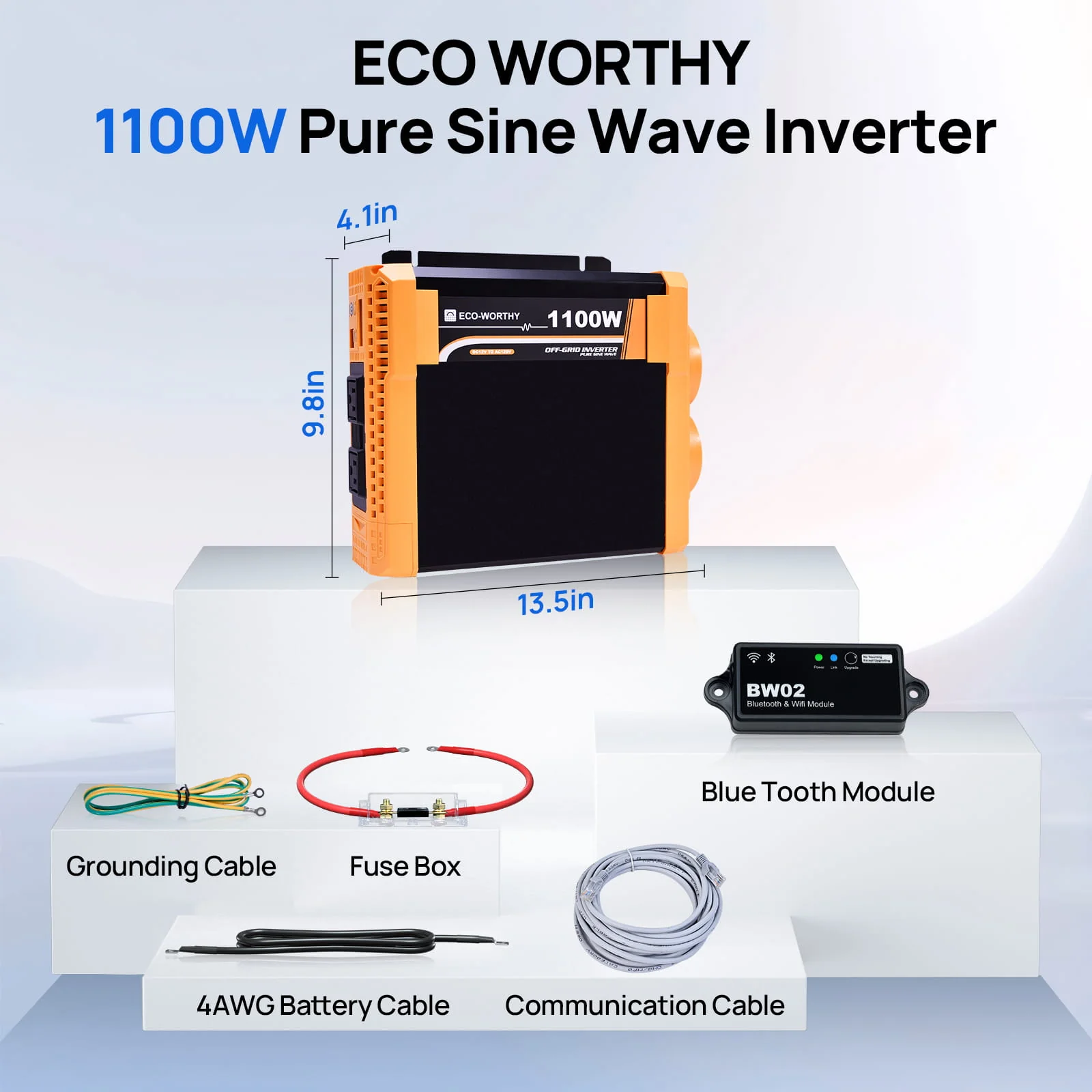 Eco-Worthy 1100W Off Grid Pure Sine Wave Inverter 12V to 110V - Image 3