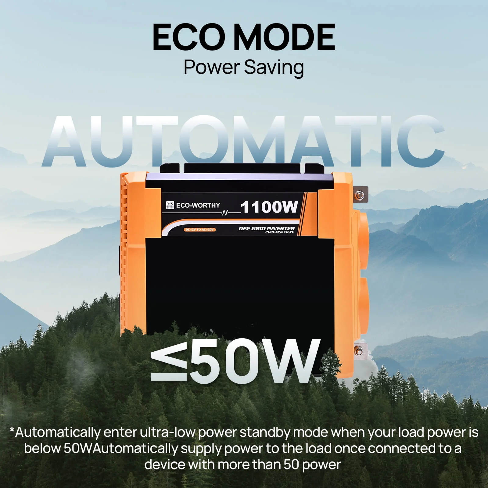 Eco-Worthy 1100W Off Grid Pure Sine Wave Inverter 12V to 110V - Image 8