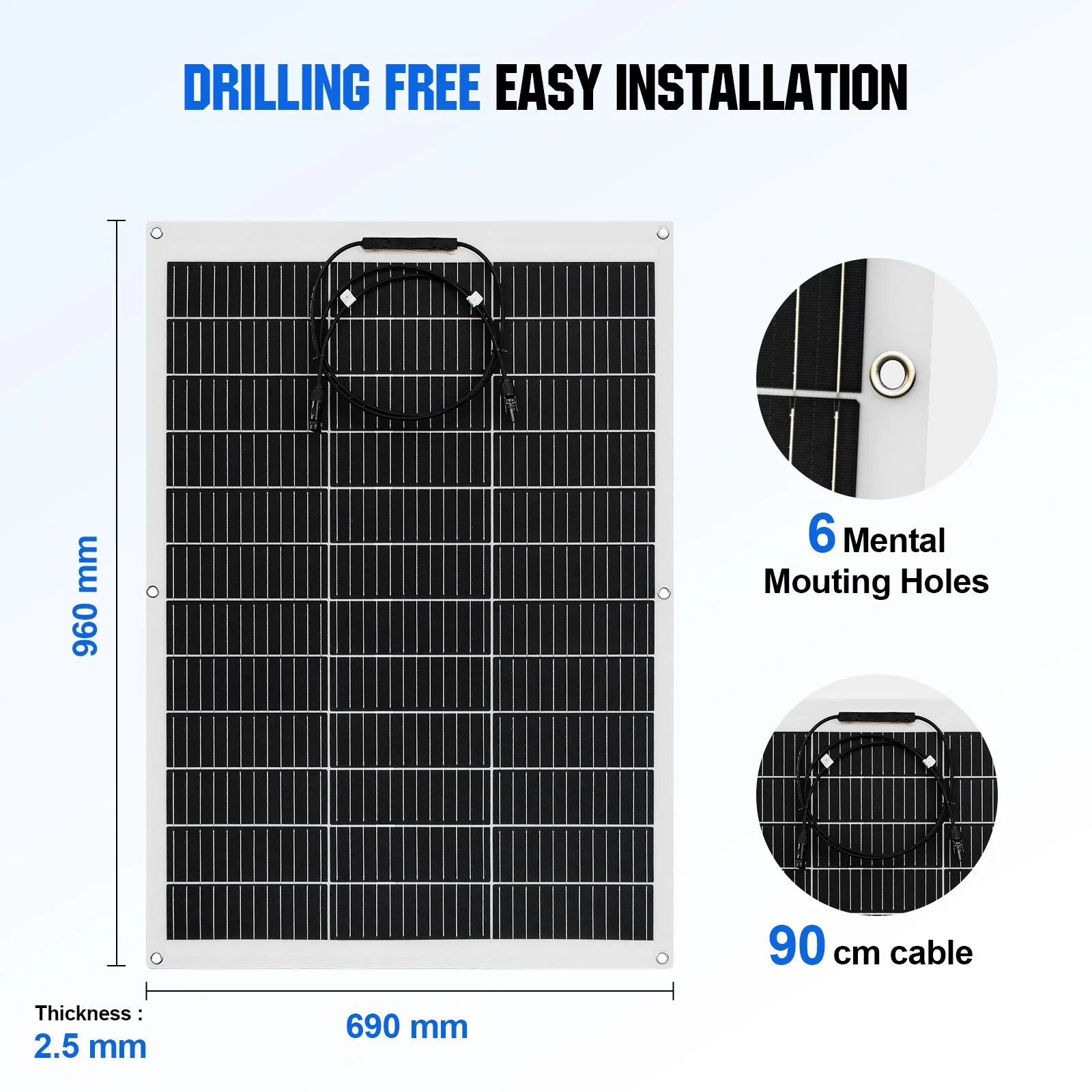 Eco-Worthy 130W@21.1V Flexible Mono Solar Panel | N-Type - Image 6