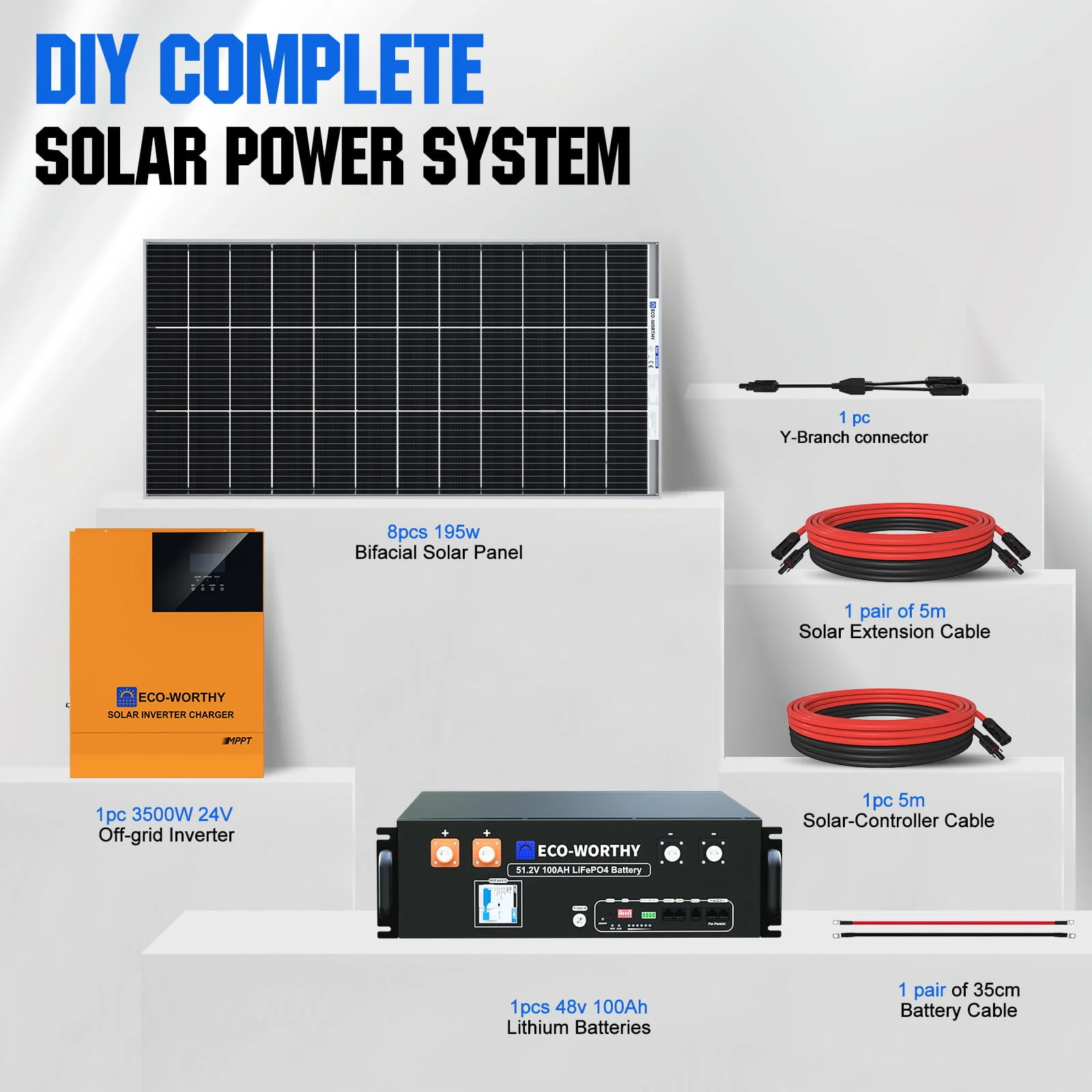 Eco-Worthy 3500W Complete Off-grid Solar Power Kit | 1560W PV | 120V AC Output | 5.12kWh Capacity - Image 14