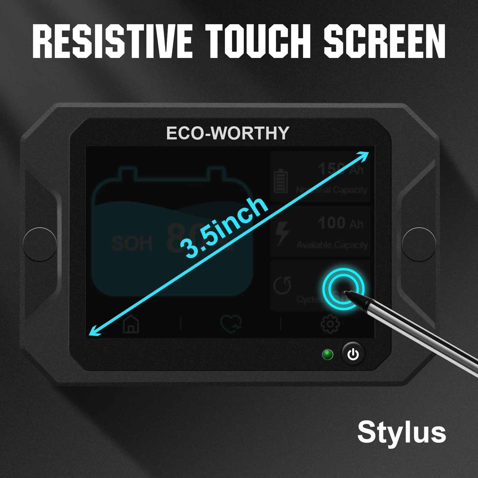 300A 3.5" Touchable Display Battery Monitor with Hall Sensor for AGM and Lithium (LiFePO4) Batteries - Image 7