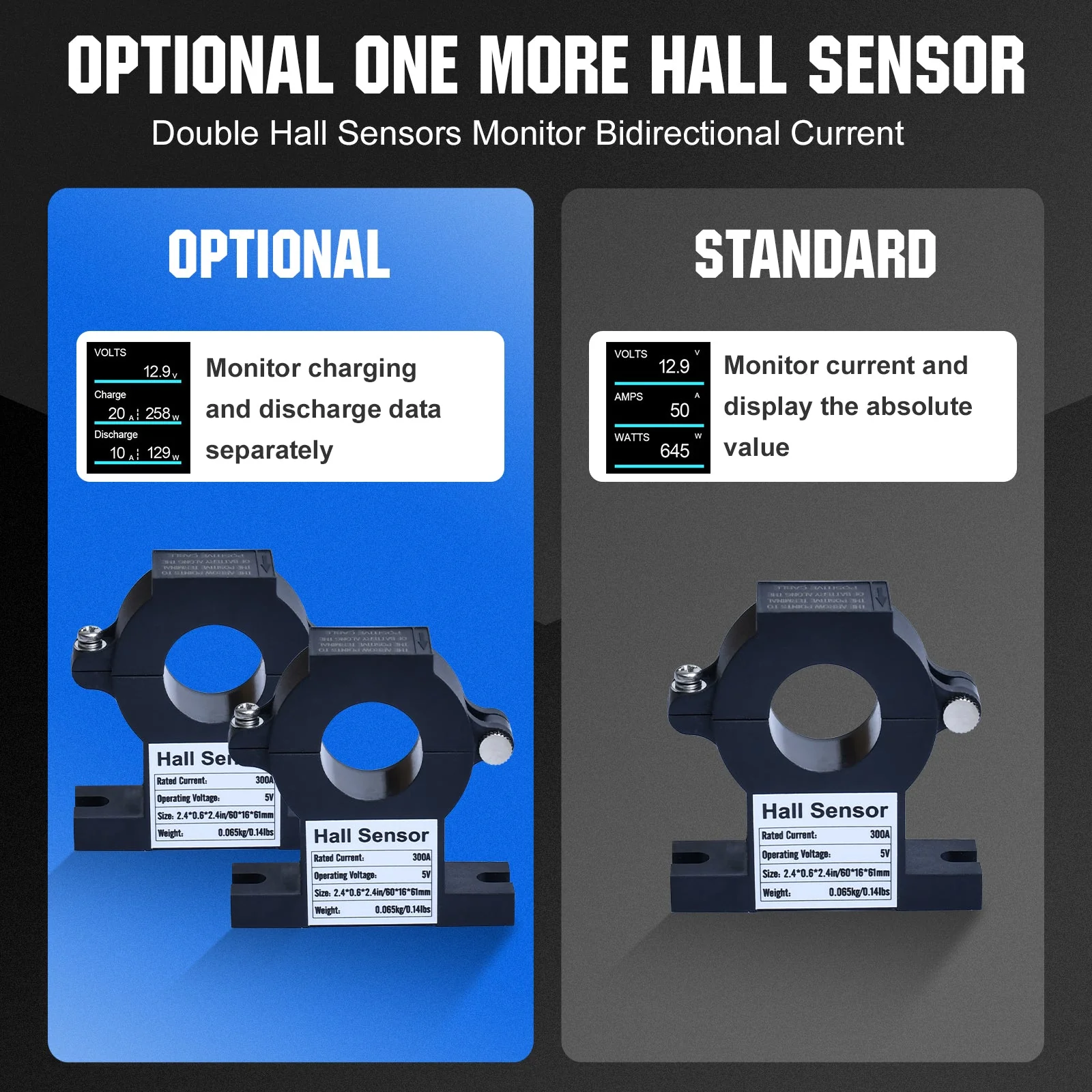 300A 3.5" Touchable Display Battery Monitor with Hall Sensor for AGM and Lithium (LiFePO4) Batteries - Image 8