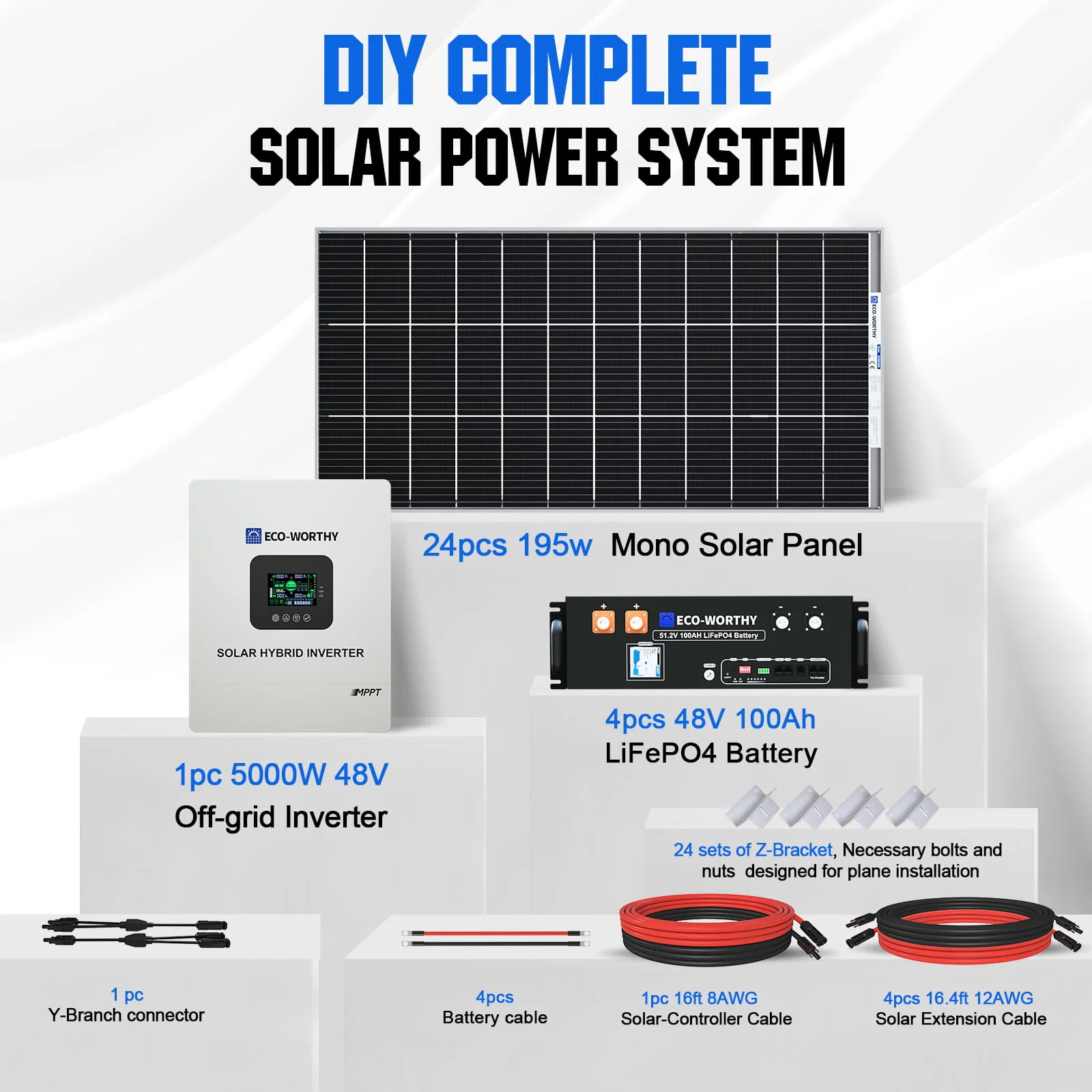 Eco-Worthy 10kW Complete Off-grid Solar Power Kit | 4680W PV Input | 120VAC/240VAC Split Phase Output | 20.48kWh Battery Capacity - Image 11