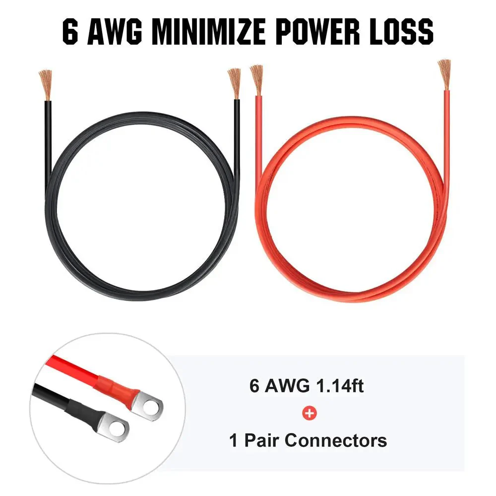 Eco-Worthy 6AWG (16mm²) 13 Inch Battery Interconnect Cable - Image 3