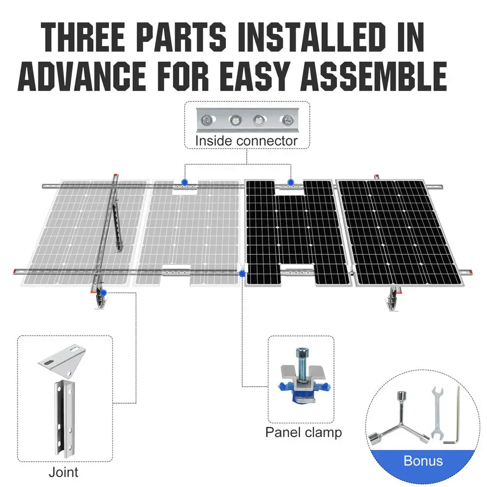Adjustable Multi-Piece Solar Panel Mounting Brackets for 1-4 Pieces of Solar Panels - Image 3