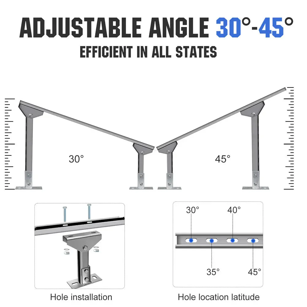 Adjustable Multi-Piece Solar Panel Mounting Brackets for 1-4 Pieces of Solar Panels - Image 4
