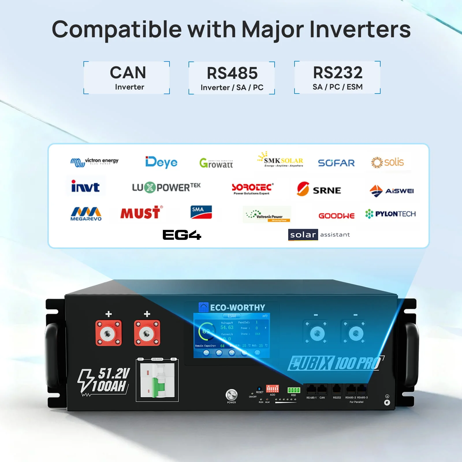 Eco-Worthy Cubix100 Pro |  (48V)51.2V 100Ah Server Rack Battery  | -4℉ Charge Available - Image 10