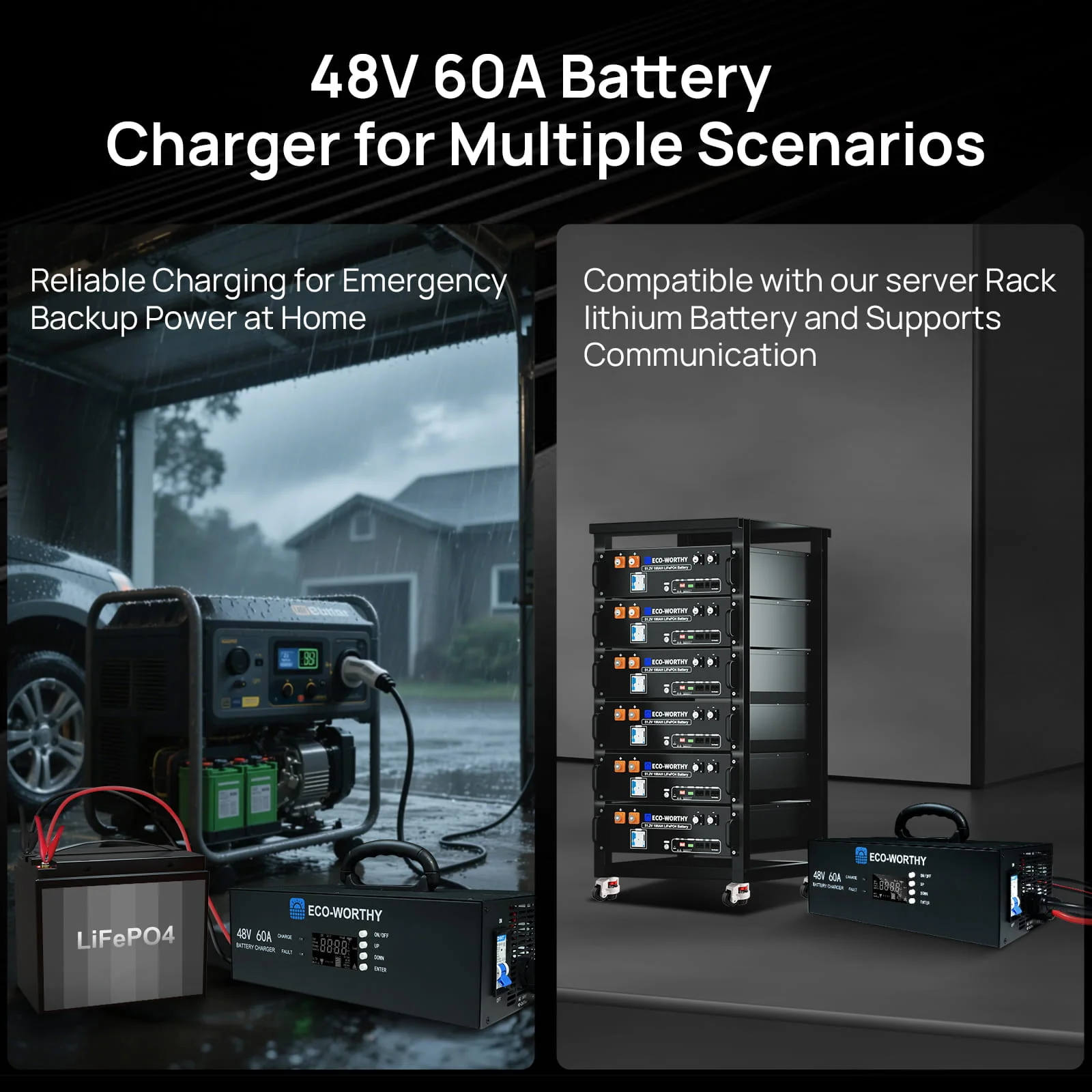 Eco-Worthy 48V 60A Battery Charger For 48V LiFePO4 Battery | 3.2KW Max Output | 120V/240V AC Input - Image 5