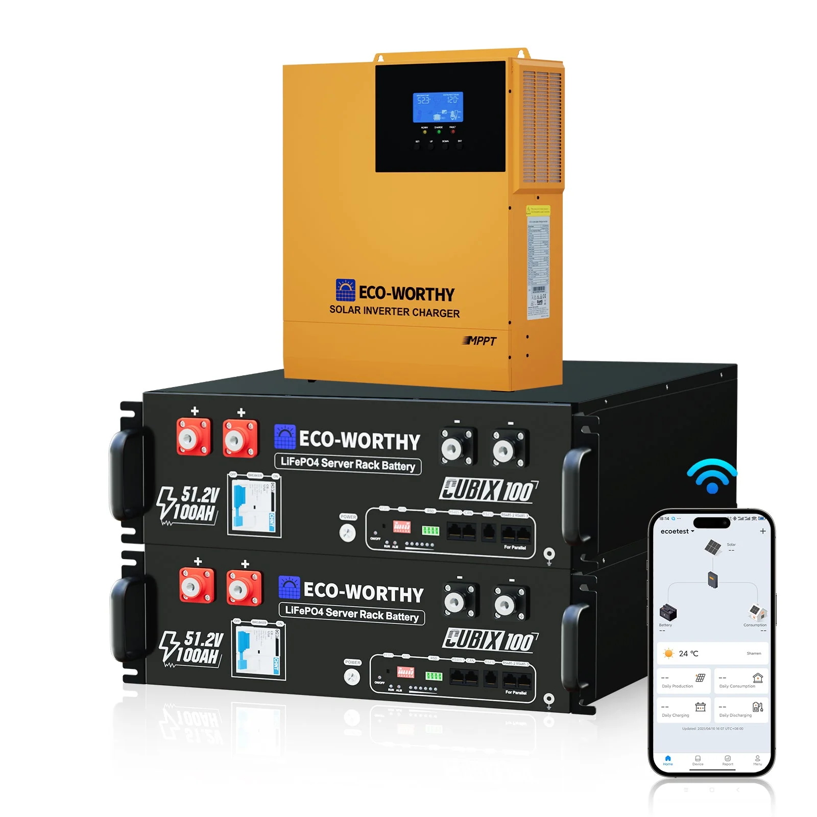 Eco-Worthy 3.5kW Home Backup Solar Power Bundle | 51.2V 100Ah LiFePO4 Battery and 3500W AIO Inverter - Image 13