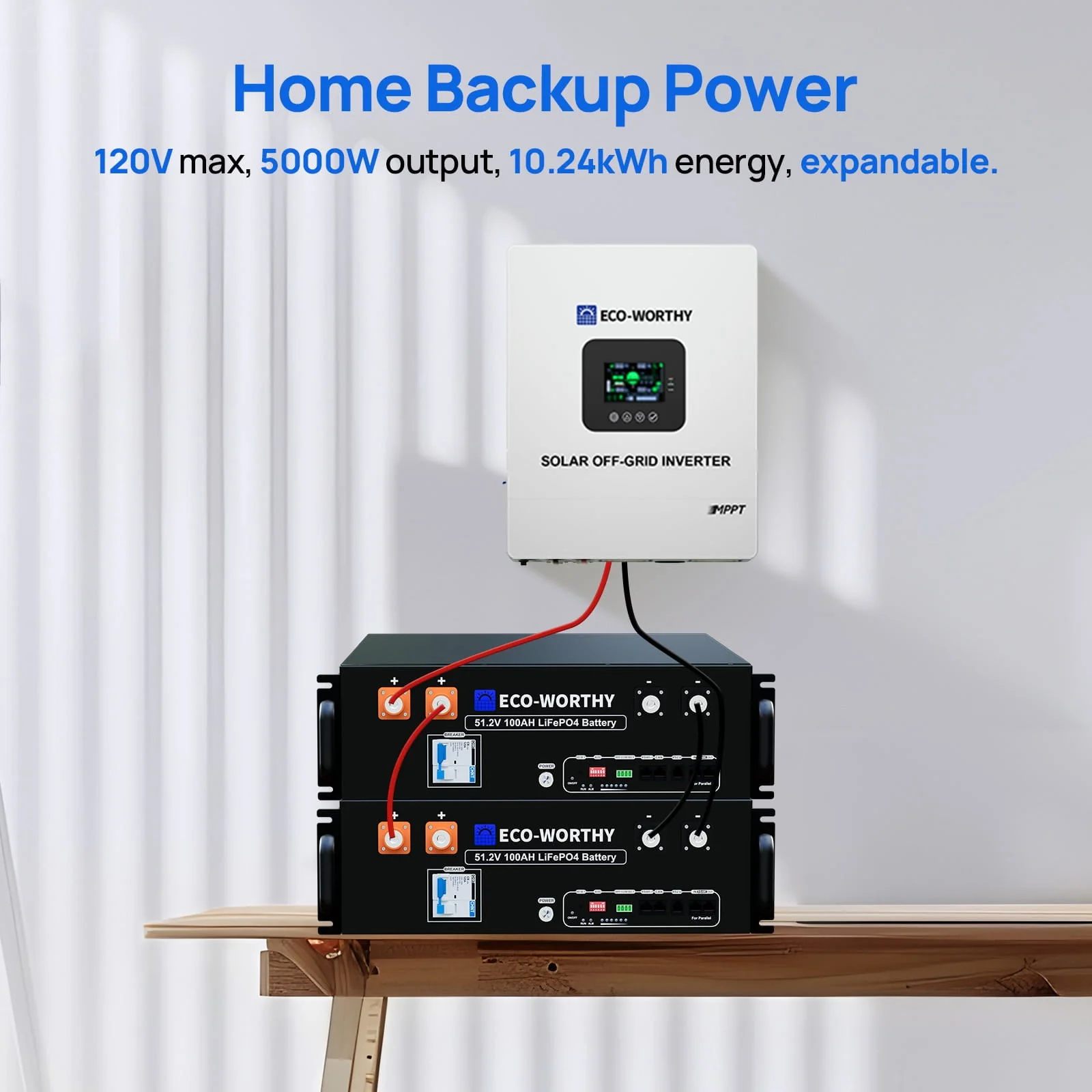 Eco-Worthy 5kW Home Backup Solar Power Bundle | 51.2V 100Ah LiFePO4 Battery and 5000W AIO Inverter - Image 3