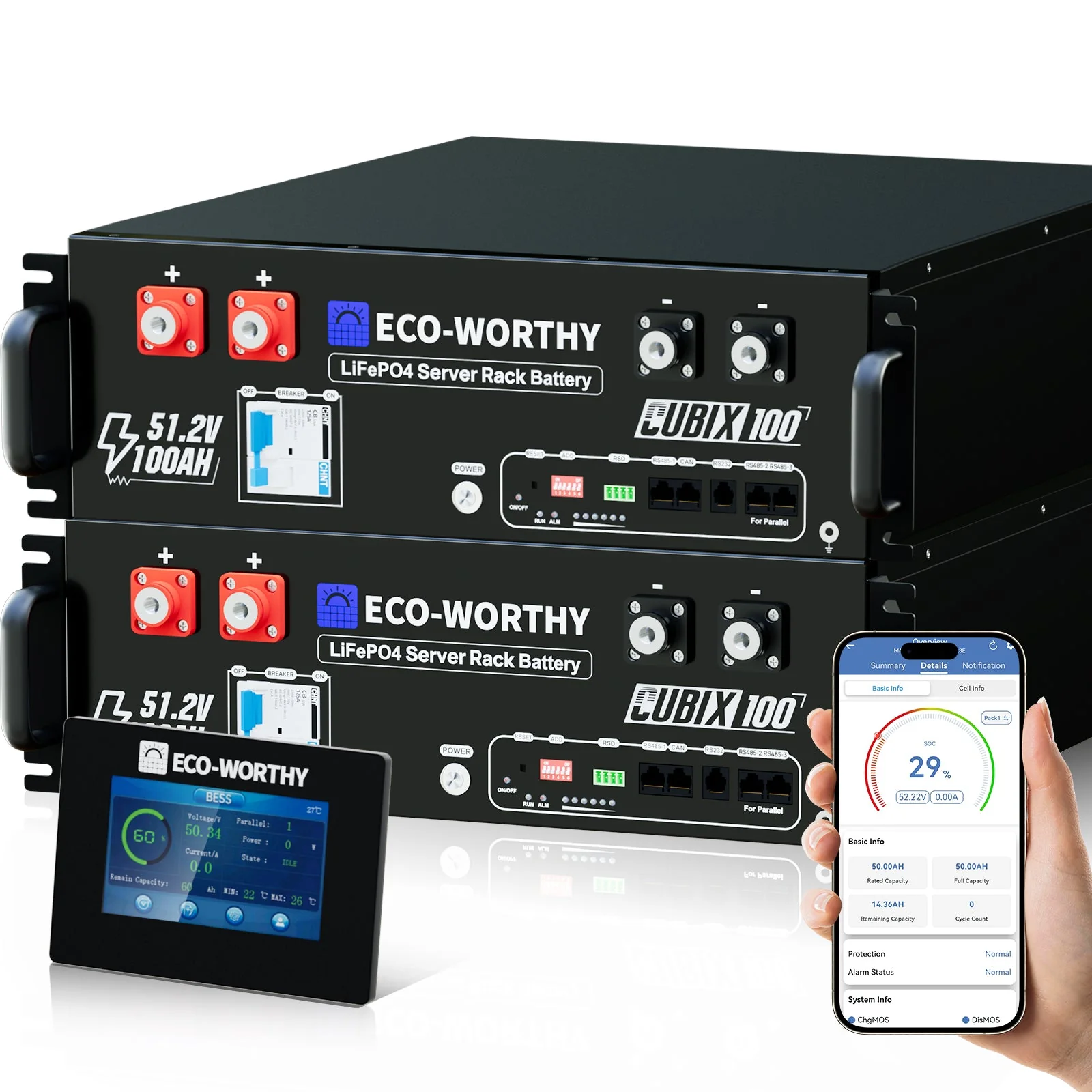 Eco-Worthy Cubix100 | 48V 100Ah LiFePO4 Server Rack Battery | UL9540 | UL1973 | UL9540A | CEC Listed - Image 13