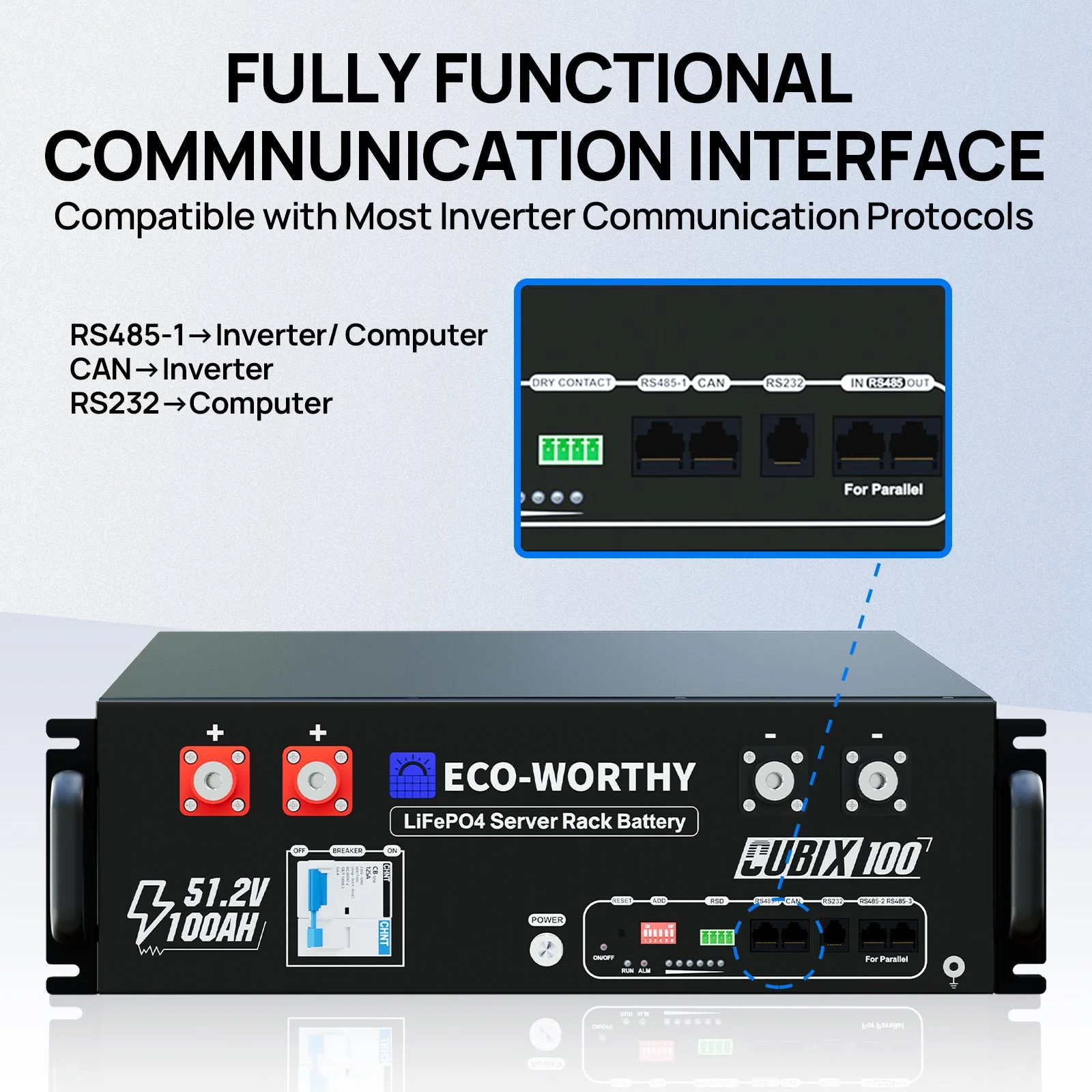 Eco-Worthy Cubix100 | 48V 100Ah LiFePO4 Server Rack Battery | UL9540 | UL1973 | UL9540A | CEC Listed - Image 9