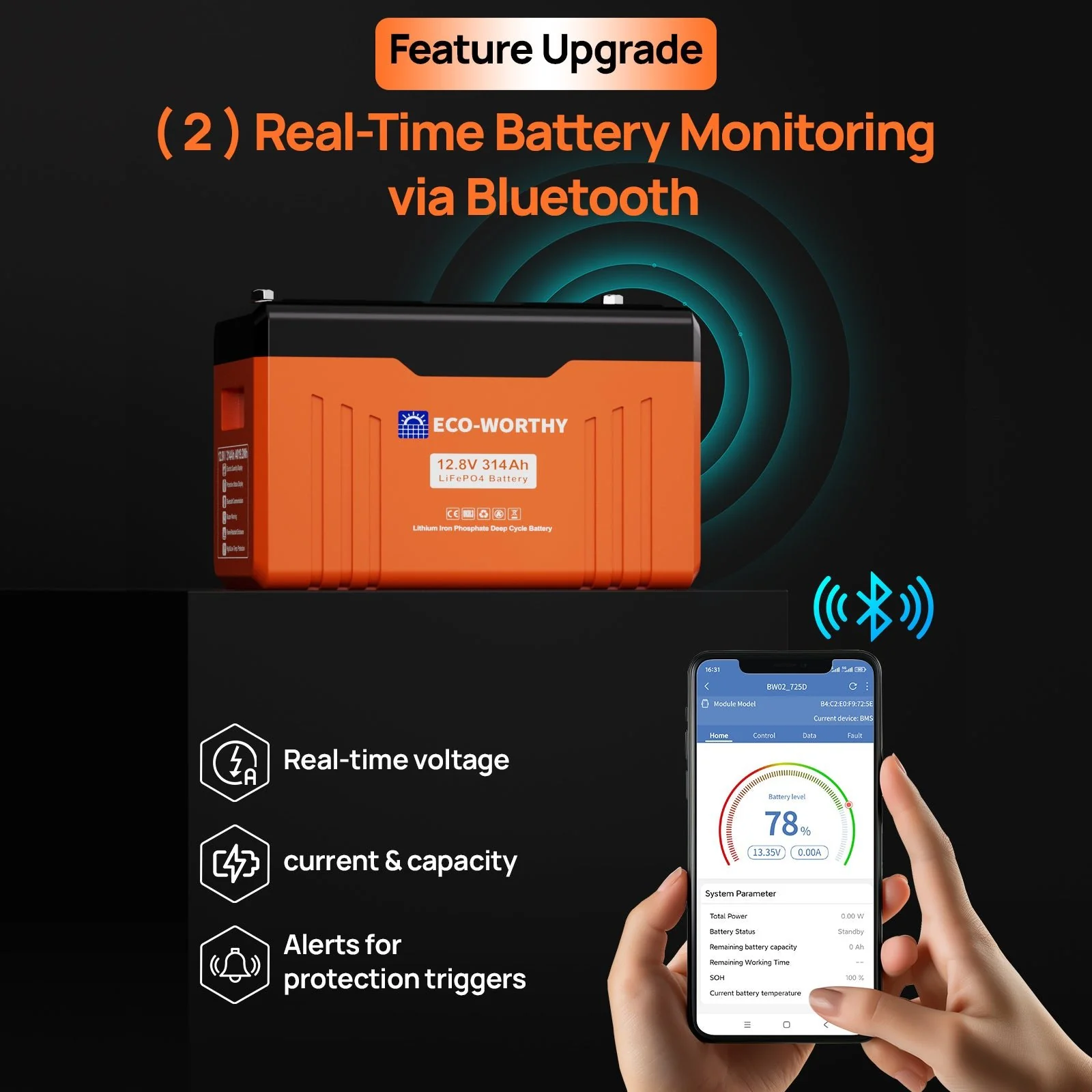 Eco-Worthy EnergyTrek 12V 314Ah Lifepo4 Lithium Battery | Bluetooth with SOC LEDs and Low Temp Protection - Image 7