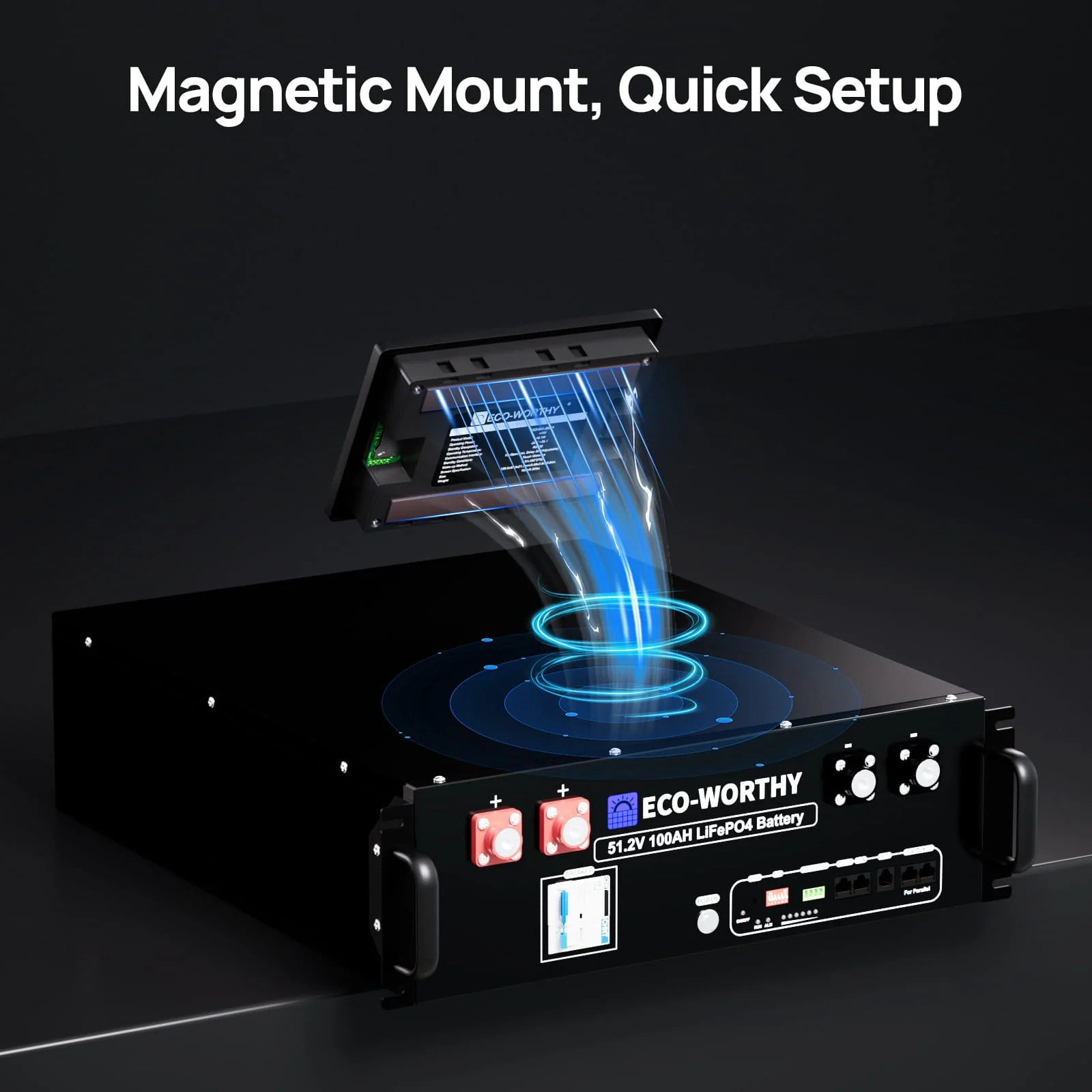 Eco-Worthy ESM100 Touchable Display Battery Monitor for 48V 100AH LiFePO4 Server Rack Battery(V3) - Image 7