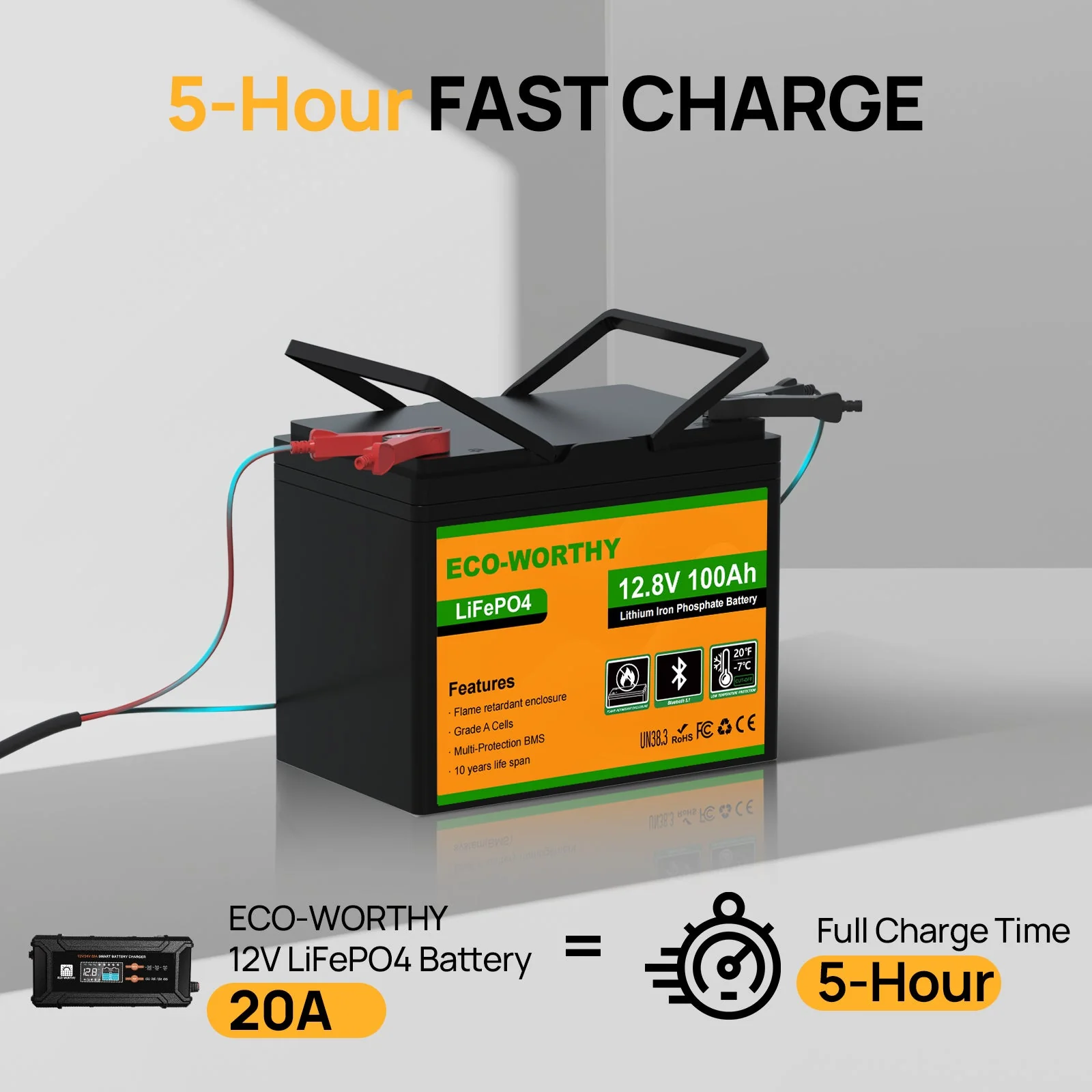 Eco-Worthy 12V 100Ah LiFePO4 Lithium Battery | Bluetooth And Low-temperature Protection - Image 10