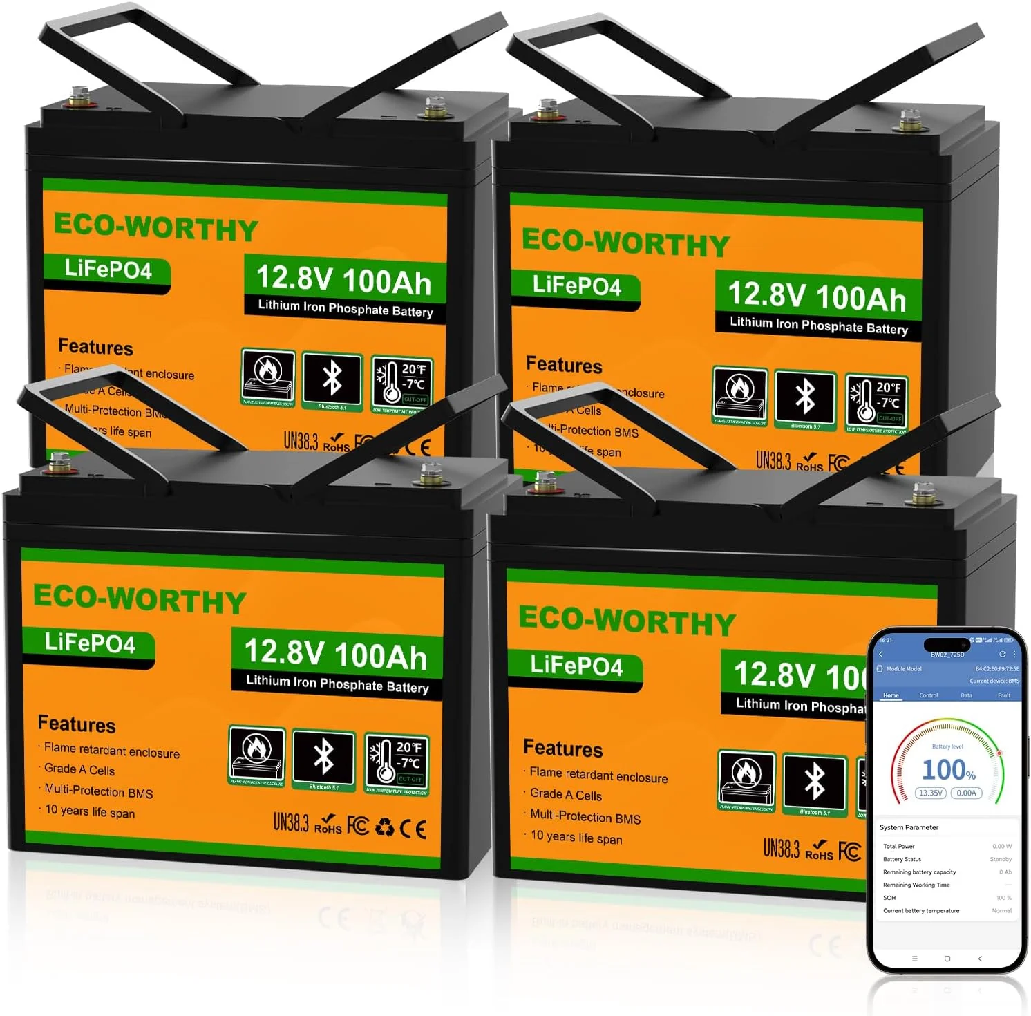 Eco-Worthy 12V 100Ah LiFePO4 Lithium Battery | Bluetooth And Low-temperature Protection - Image 15