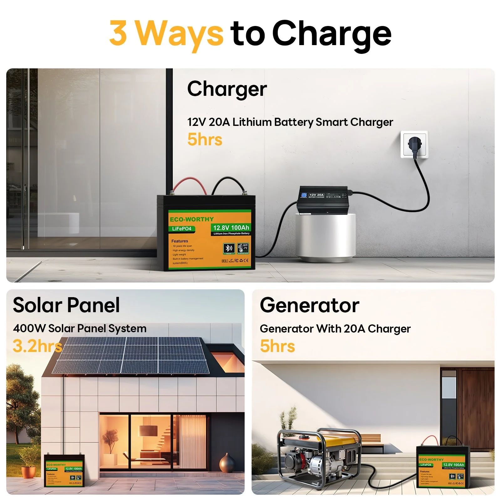 Eco-Worthy 12V 100Ah LiFePO4 Lithium Battery | Bluetooth And Low-temperature Protection (Refurbished-Original Packaging) - Image 5