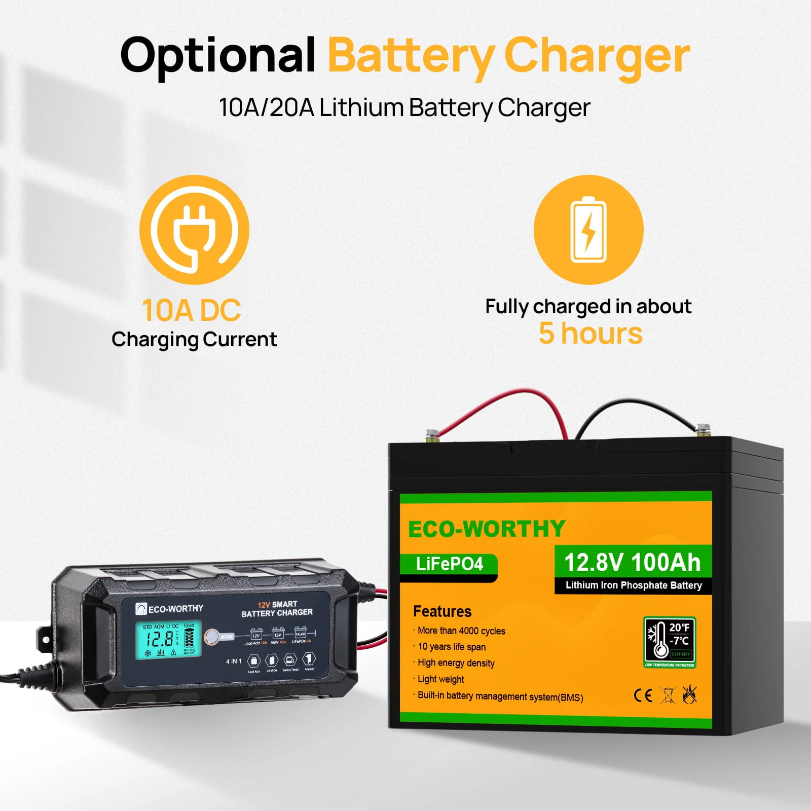 LiFePO4 12V 100Ah Lithium Iron Phosphate Battery With Low Temperature  (Refurbished-Original Packaging) - Image 3
