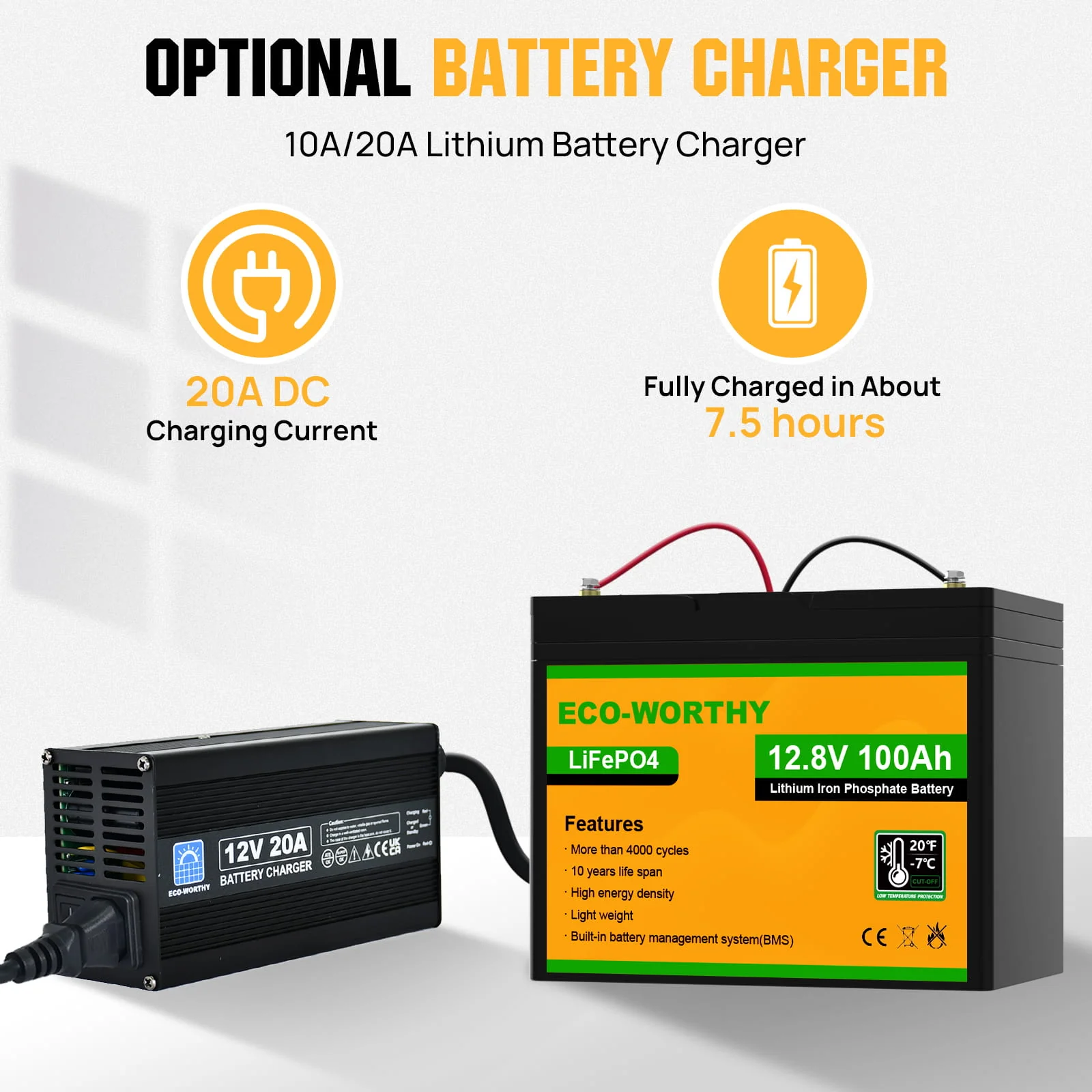 LiFePO4 12V 100Ah Lithium Iron Phosphate Battery With Low Temperature  (Refurbished-Original Packaging) - Image 4
