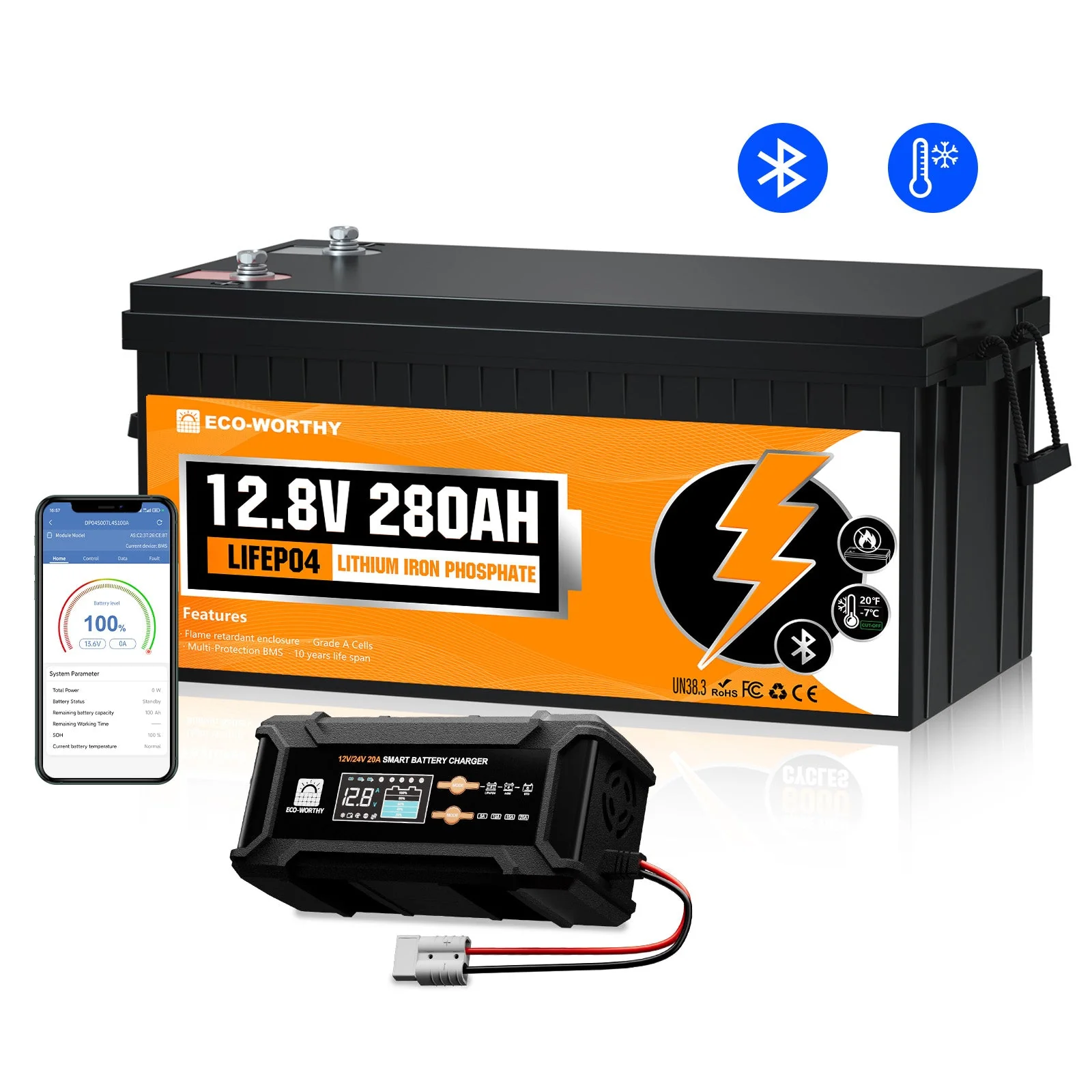 Eco-Worthy 12V 280Ah LiFePO4 Lithium Battery | Bluetooth And Low-temperature Protection - Image 13