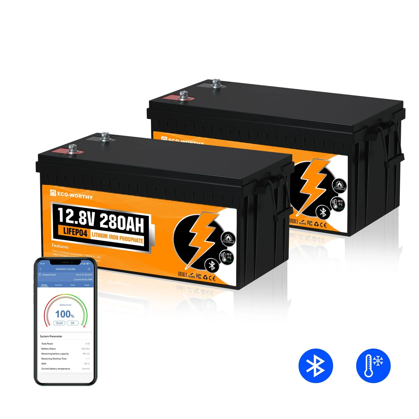 Eco-Worthy 12V 280Ah LiFePO4 Lithium Battery | Bluetooth And Low-temperature Protection - Image 14