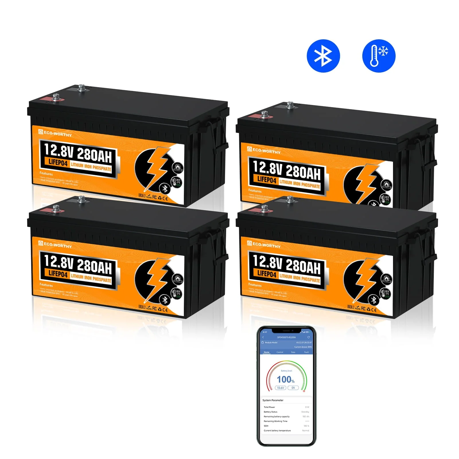 Eco-Worthy 12V 280Ah LiFePO4 Lithium Battery | Bluetooth And Low-temperature Protection - Image 15