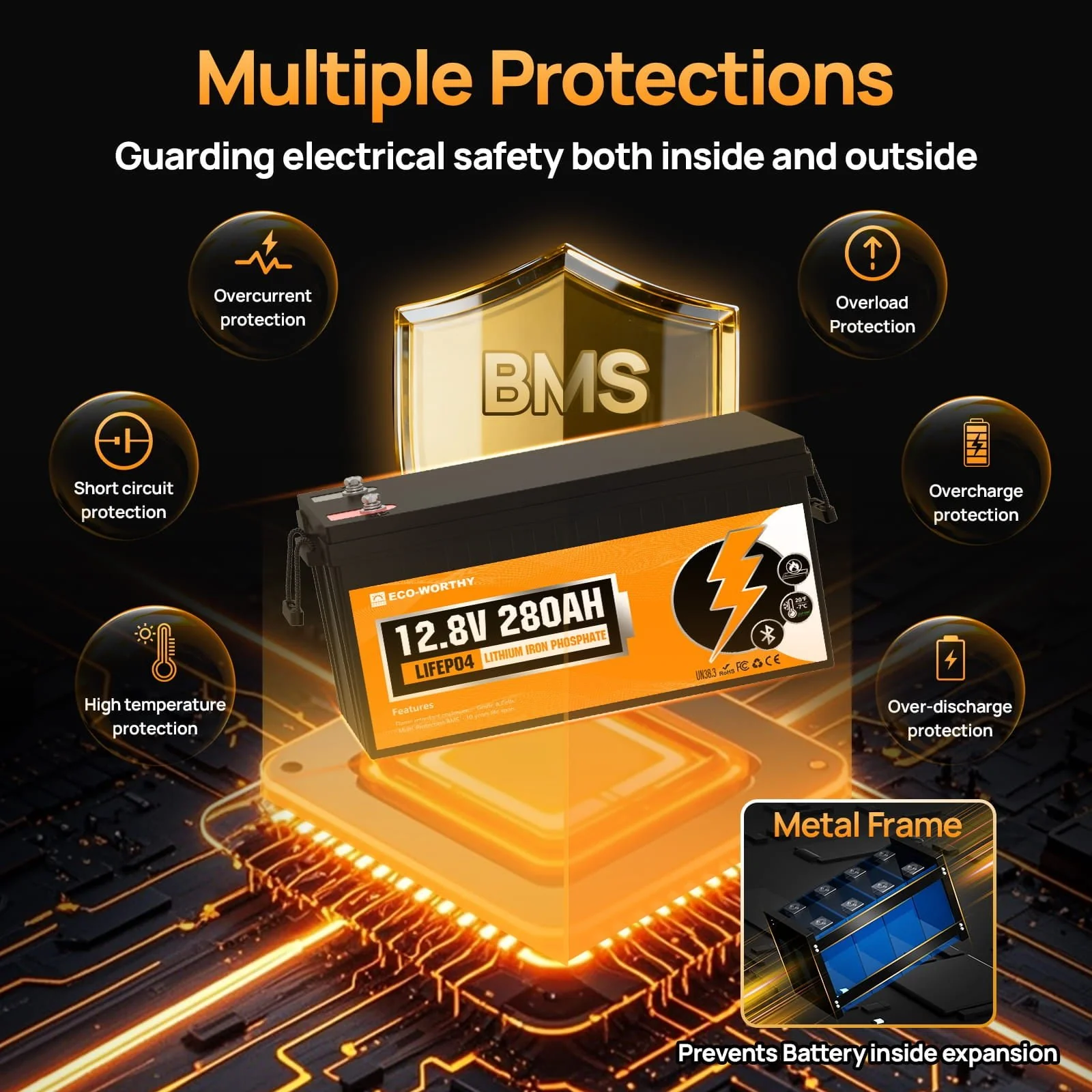 Eco-Worthy 12V 280Ah LiFePO4 Lithium Battery | Bluetooth And Low-temperature Protection - Image 8
